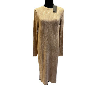 NWT VERO MODA LONG SLEEVE RIBBED SWEATER BEIGE MAXI DRESS